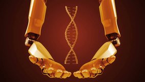 A robotic mechanical arm with DNA. Strong stylish futuristic design concept. Cybernetic organism with Artificial Intelligence. Loopable video.