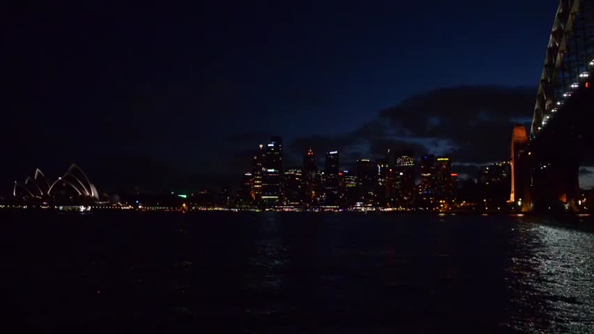Sydney Harbour at night.