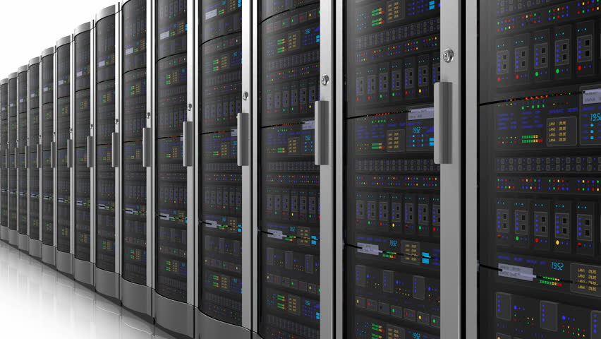 Endless moving row of network servers Royalty-Free Stock Footage #1574152
