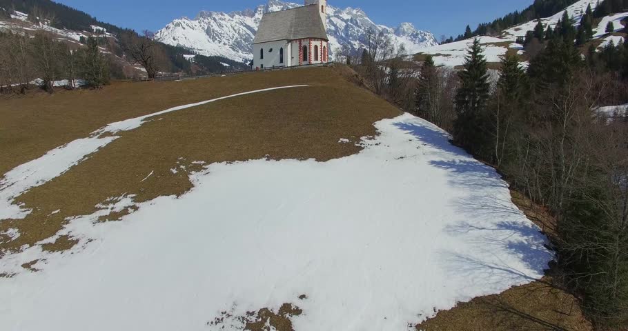 Church, at the Ski area Dienten Hochkonig, Austria Alps in winter
