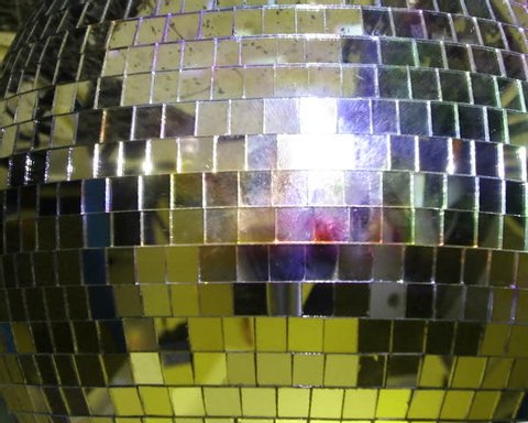 close-up of glitterball spinning