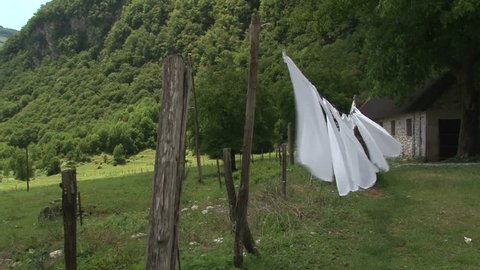 White washing drying on a rope