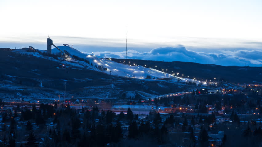 Wavy clouds above Canada Olympic Park, Calgary, Alberta, Canada.