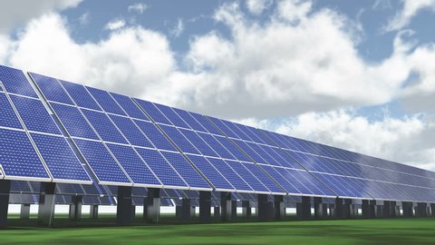 4k Solar panels-green free energy,timelapse clouds flying. 