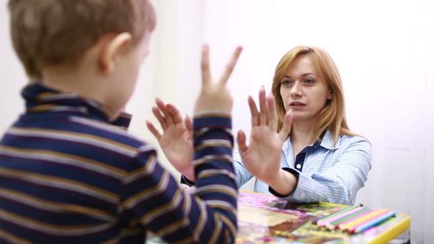 psychologist is testing the boy. Psychological counseling Child
