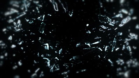 High speed camera shot of shattering glass, isolated on a black background. Can be pre-matted for your video footage by using the command Frame Blending - Multiply.
