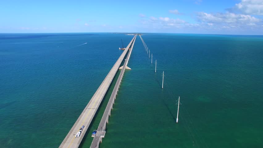 Bridge of Keys Islands on a beautiful day, overhead view.