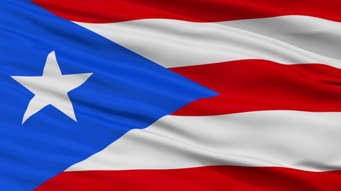 Puerto Rico Flag Close Up Realistic Animation Seamless Loop - 10 Seconds Long