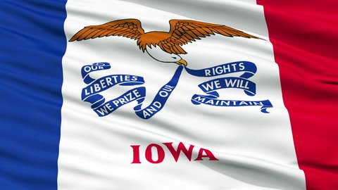 Iowa Flag Close Up Realistic Animation Seamless Loop - 10 Seconds Long