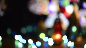 Shifting focus on xmas lights, Abstract blur background.