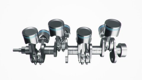 4k Animation Pistons Crankshaft Loop Rotation Stock Footage Video (100% ...