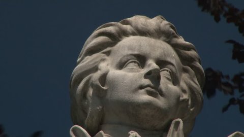 Mozart Statue in Vienna, Austria. Wolfgang Amadeus Mozart is definitely one of the best known names connected with Vienna and Austria. Mozart’s statue in Vienna city center. Imperial Palace Gardens