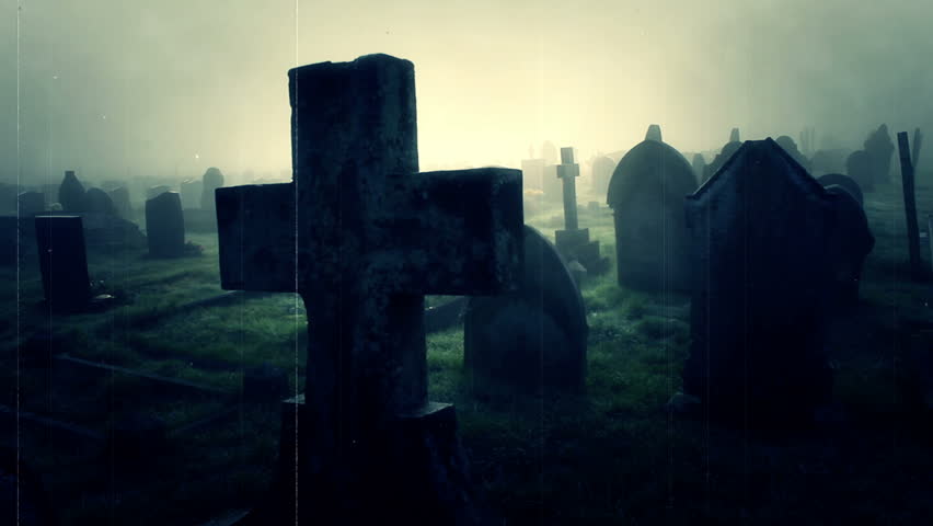 misty foggy spooky graveyard old tombstones Stock Footage Video (100% ...