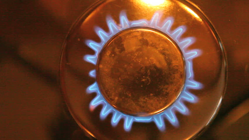 Blue flames of a gas stove Burning and turned off