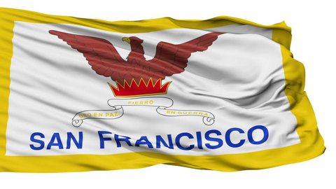 San Francisco City Flag Isolated Realistic Animation Seamless Loop - 10 Seconds Long