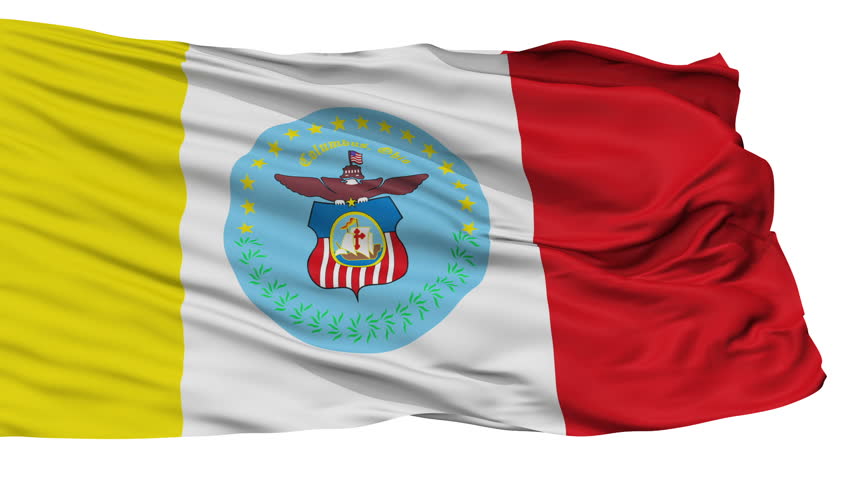 Columbus City Flag Isolated Realistic Animation Seamless Loop - 10 Seconds Long