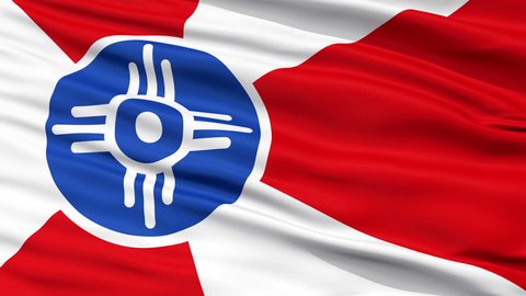 Wichita City Flag Close Up Realistic Animation Seamless Loop - 10 Seconds Long