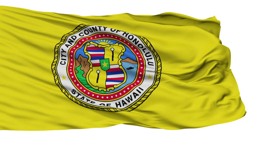 Honolulu City Flag Isolated Realistic Animation Seamless Loop - 10 Seconds Long