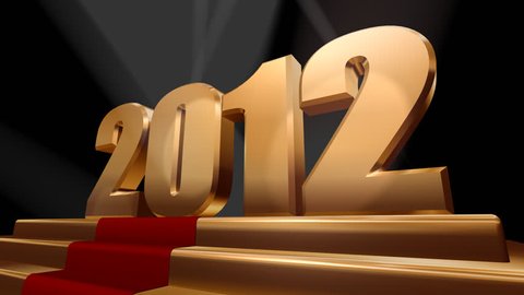2012 new year on gold stage, 3d animation