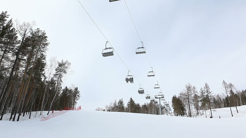 ski lift. fast motion
