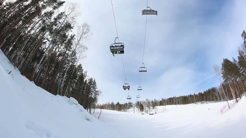 ski lift. fast motion