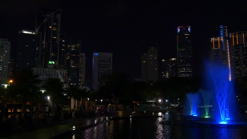 kuala lumpur night light famous fountain show panorama malaysia