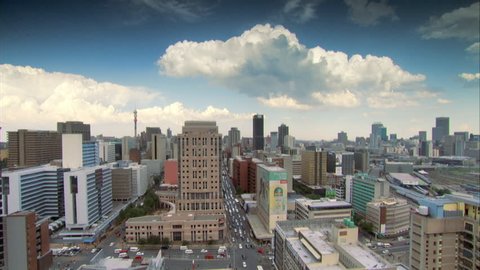 Timelapse aerial shot of Braamfontein in Johannesburg