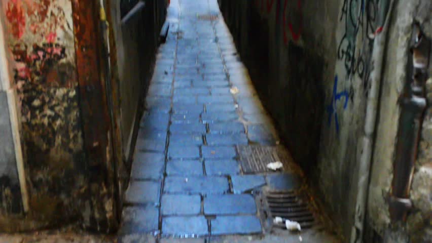 Old streets in Genoa, close to the port. Genoa (Genova) is the capital of Liguria, Italy.