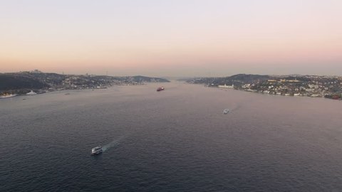 Istanbul Bosphorus And Cargo Ship