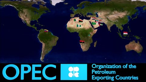 Waving the flags of the countries of OPEC