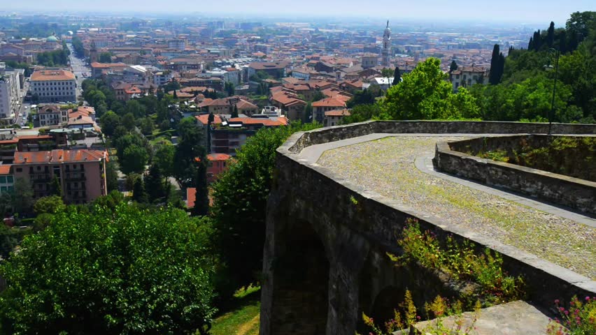Bergamo is a city in Lombardy, Italy. The foothills of the Bergamo Alps begin immediately north of the town.