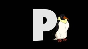 Letter P and Penguin (background)
Animated animal alphabet.  footage with alpha channel. Animal in a background of letter.