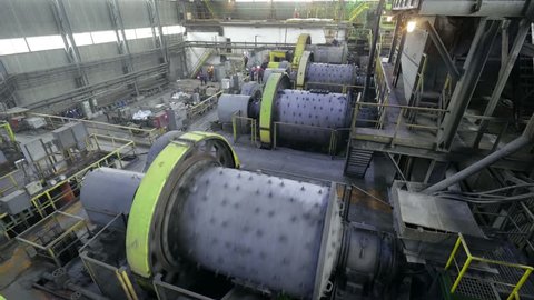 A ball Mill inside of a copper processing industry.