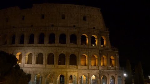 ROME, ITALY / OCTOBER 3RD 2015: Coliseum, Colosseum at night time, historical monument in Italy.
