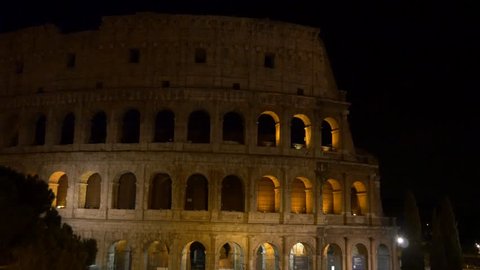 ROME, ITALY / OCTOBER 3RD 2015: Coliseum, Colosseum at night time, historical monument in Italy.