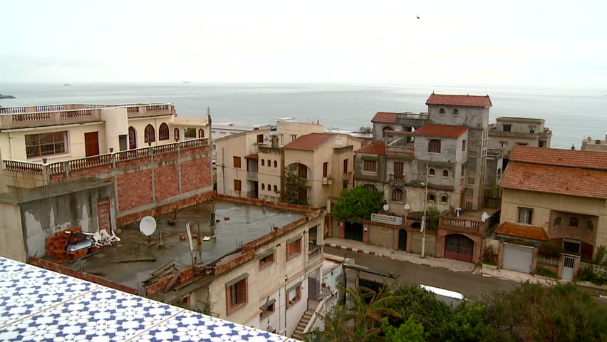 Locked off top shot of Algiers cityscape and buildings