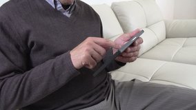 Man hands with tablet computer.