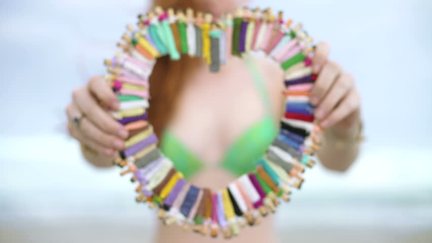 Caucasian video diary selfie American USA beach bikini sun summer female leisure social media heart desire portrait people