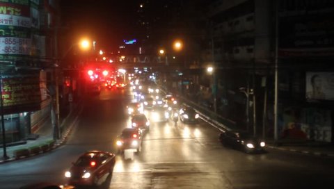 BANGKOK THAILAND - APR 5, 2016: Traffic jam road at in evening time. Traffic has been the main source of air pollution in Bangkok, which reached serious levels in the 1990s 