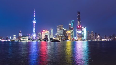 T/L WS LA Shanghai Lujiazui skyline at night