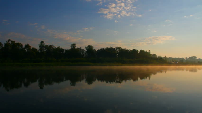 morning landscape with sunrise over river