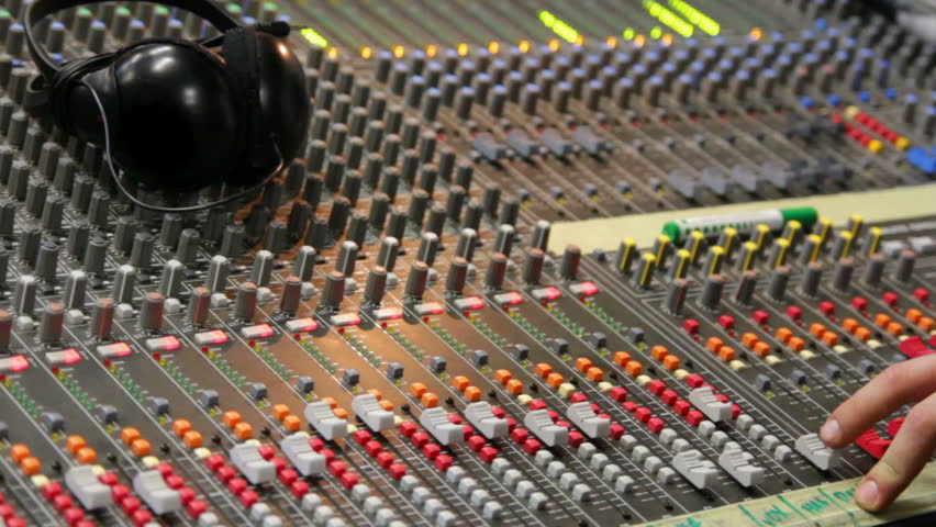 controls of dj music mixer close-up