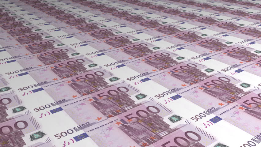 Diagonal financial background multiple 500 euro bills banknotes.