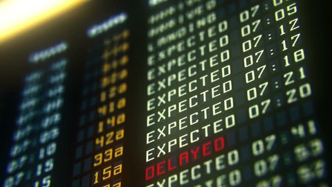 Flights canceled or delayed on information board, terrorism threat at airport