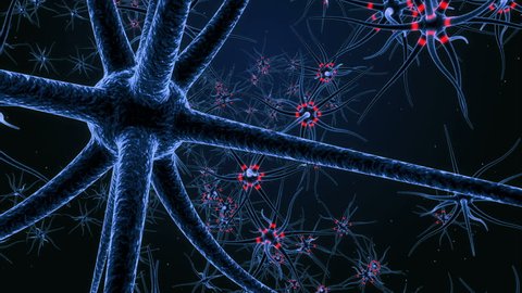 Neurons structure sending pulsating electric impulses and communicating with each other.