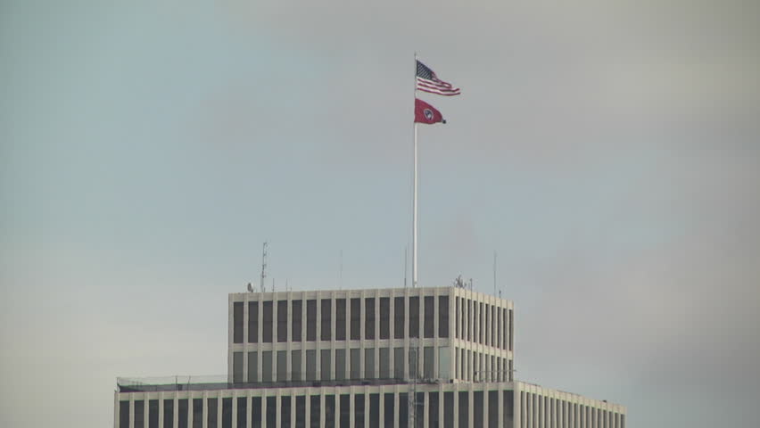 Nashville, Tennessee - American & State Flag on Tall Building