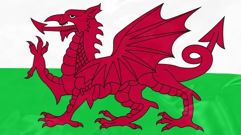Welsh Flag - 4K Seamless Loop Animation of Waving Flag of Wales