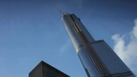 A skyscraper under construction in Chicago, Illinois