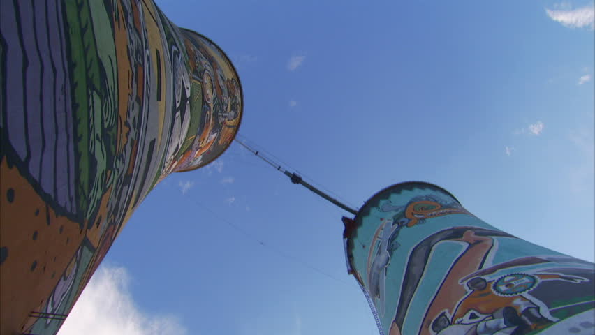 Low angle shot from below the Orlando Towers in Soweto