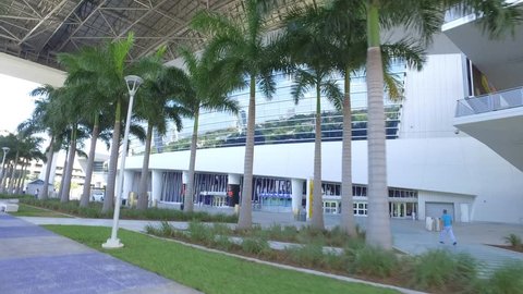 MIAMI - APRIL 10: Motion video of the Marlins Park opened in 2012 and located at 501 Marlins Way and is home to the Florida Marlins Baseball team April 10, 2016 in Miami FL, USA